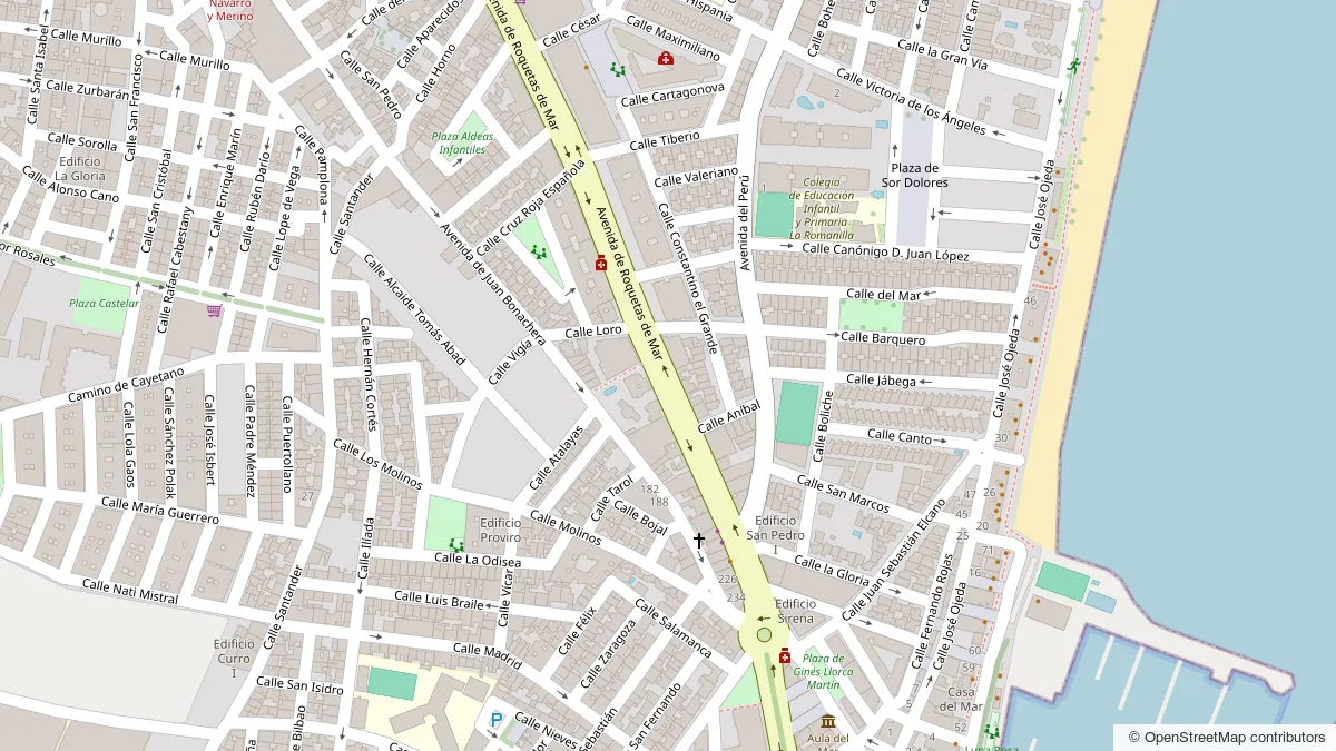 Mapa con la ubicación de Merkacolor en la Avenida de Roquetas, 299 (Roquetas de Mar)